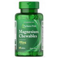 Магній жувальні таблетки, Magnesium Chewables, Puritan's Pride, 200 мг, 60 таблеток