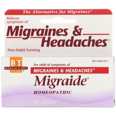 Migraide, формула максимальной силы от головной боли, Boericke & Tafel, 40 таблеток купить в Киеве и Украине