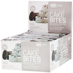 Протеиновые батончики Protein Cake Bites, печенье и крем, Optimum Nutrition, 12 батончиков, каждый по 2,22 унц. (63 г) купить в Киеве и Украине