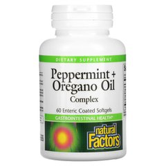 Олія перцевої м'яти та материнка Natural Factors (Peppermint + Oregano Oil Complex) 60 м'яких капсул