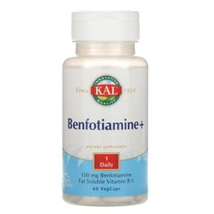 Бенфотиамин, Benfotiamine +, KAL, 150 мг, 60 капсул купить в Киеве и Украине
