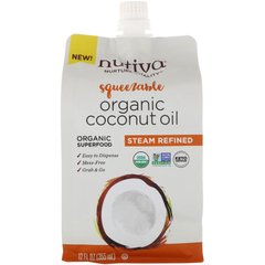 Органічна стиснута, очищена паром кокосова олія, Nutiva, 355 мл