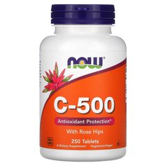 Вітамін C-500 з шипшиною Now Foods (C-500 With Rose Hips) 250 таблеток