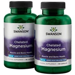 Магній хелат, Albion Chelated Magnesium Glycinate, Swanson, 133 мг, 180 капсул
