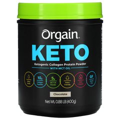 Orgain, Кето, протеїновий порошок кетогенного колагену з олією MCT, шоколад, 0,88 фунта (400 г)