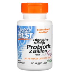 Пробіотик для травної системи, Digestive Health Probiotic with Lactospore, Doctor's Best, 2 мільярди КУО, 60 вегетаріанських капсул