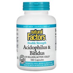 Пробіотики подвійна сила Natural Factors (Acidophilus & Bifidus) 10 млрд 180 капсул