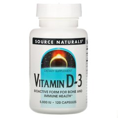 Витамин Д-3, Vitamin D-3, Source Naturals, 5000 МЕ, 120 капсул купить в Киеве и Украине