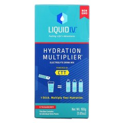 Liquid IV, Hydration Multiplier, суміш для напоїв з електролітом, полуниця, 10 окремих пакетів у стиках, по 0,56 унції (16 г) кожна