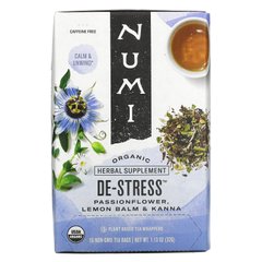 Numi Tea, Organic, De-Stress, без кофеина, 16 чайных пакетиков, 1,13 унции (32 г) купить в Киеве и Украине