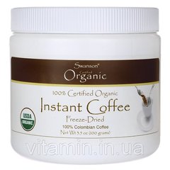 100% сертифицированный органический растворимый кофе сублимированный, 100% Certified Organic Instant Coffee Freeze Dried, Swanson, 91 грам купить в Киеве и Украине