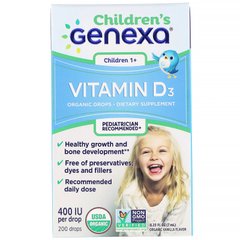 Детский витамин D3, для детей возраста 1+, органический ванильный ароматизатор, Genexa, 400 МЕ, 7 мл купить в Киеве и Украине