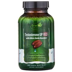Бустер тестостерону, червоний, засіб для підвищення рівня тестостерону з донаторамі азоту, Irwin Naturals, 60 м'яких желатинових капсул з рідиною