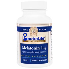 Мелатонін NutraLife (Melatonin) 1 мг 240 жувальних таблеток