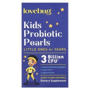 LoveBug Probiotics, Little Ones, probiotics for children, 3 billion CFU, 60 spheres that are easy to swallow.