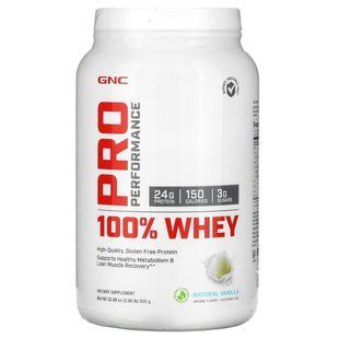 GNC, Pro Performance, 100% сироватковий протеїн, зі смаком натуральної ванілі, 935 г (2,06 унції)