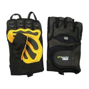 Рукавички для станової тяги Sporter (Dead Lift Gloves) розмір L чорно-жовті