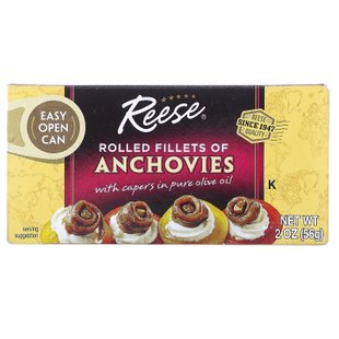 Филе анчоусов, Rolled Fillets of Anchovies, Reese, 56 г купить в Киеве и Украине