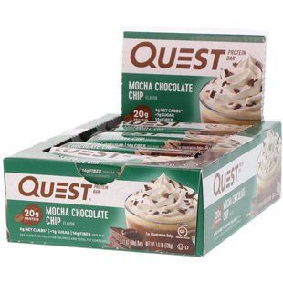 Протеїнові батончики, Quest Protein Bar, мокко шоколадної стружки, Quest Nutrition, 12 батончиків по 60 г
