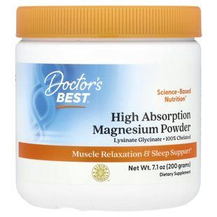 High Absorption Magnesium Powder with TRAACS, High Absorption Magnesium Powder 100% Chelated with Albion Minerals, Doctors Best, 200 г