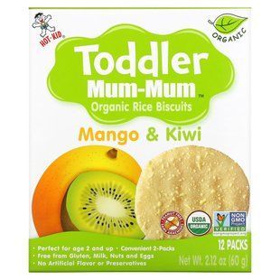 Печенье с органическим рисом Toddler Mum-Mum, манго и киви, Hot Kid, 12 упаковок, 60 г купить в Киеве и Украине