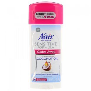 Cream for hair removal, 100% natural coconut oil plus vitamin E, light gentle scent, Nair, 3.3 oz (93 g)