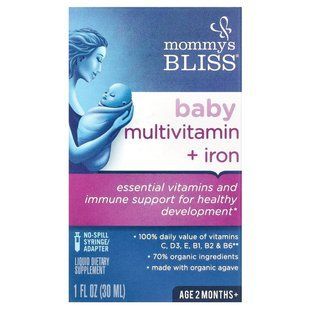 Mommys Bliss, childrens multivitamins + iron, from 2 months, grape, 30 ml (1 fl. oz)