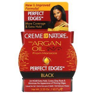 Creme Of Nature, Argan Oil From Morocco, Perfect Edges, Colored Hair Gel, Black, 2.25 oz (63.7 g) купить в Киеве и Украине