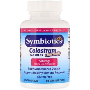 Колострум Symbiotics (Colostrum One Daily) 500 мг 60 вегетарианских капсул купить в Киеве и Украине