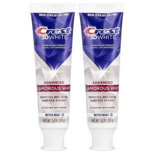 Crest, 3D White, Fluoride Anticavity Toothpaste, Advanced, Glamorous White, 2 Tubes, 3.3 oz (93 g) Each купить в Киеве и Украине
