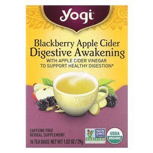 Digestive Awakening, Apple Cider Blackberry, caffeine-free, Yogi Tea, 16 tea bags, 29 g