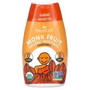 Wisdom Natural, Sweet Leaf, Monk Fruit Organic Sweetener Squeezable, Almond Amaretto, 1.7 fl oz (50 ml) купить в Киеве и Украине