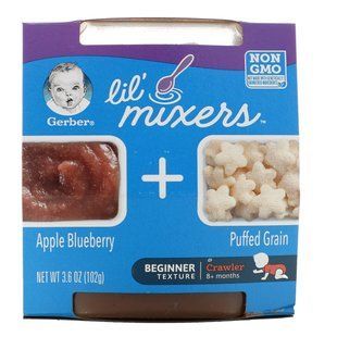 Lil 'Mixers, 8+ месяцев, яблочная черника с воздушным зерном, Lil' Mixers, 8+ Months, Apple Blueberry With Puffed Grain, Gerber, 102 г купить в Киеве и Украине
