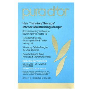 Treatment for Preventing Hair Loss, Intensive Moisturizing Mask, Pura Dor, 8 packets of 36 ml.