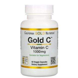 Витамин C California Gold Nutrition (Gold C Vitamin C) 1000 мг 60 вегетарианских капсул купить в Киеве и Украине