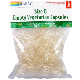 Пустые растительные капсулы, размер 0, Empty Vegetable Capsules, Size 0, Solaray, 500 вегетарианских капсул купить в Киеве и Украине