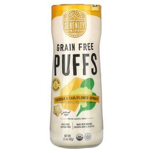 Serenity Kids, Grain Free Puffs, Cheddar & Cauliflower Spinach, 1.5 oz (42 g) купить в Киеве и Украине