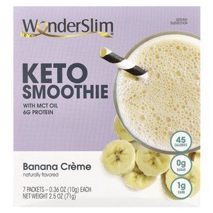 WonderSlim, Keto Smoothie, Banana Creme, 7 Packets, 0.36 oz (10 g) Each купить в Киеве и Украине