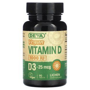 Deva, Vegan Vitamin D3, 25 mcg (1,000 IU), 90 Tablets купить в Киеве и Украине