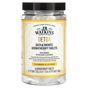 J R Watkins, Detox, Bath & Shower Aromatherapy Tablets, Turmeric & Citron, 6 Tablets, 0.8 oz (22 g) Each