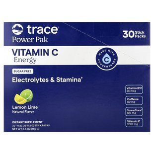 Витамин C для энергии Trace (Power Pak Vitamin C Energy) 30 пакетиков по 6,2 г лимон и лайм купить в Киеве и Украине