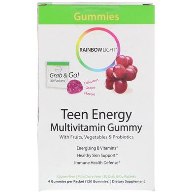 Мультивітаміни для підлітків смак винограду Rainbow Light (Multivitamin Gummy) 30 пакетиків по 4 цукерки