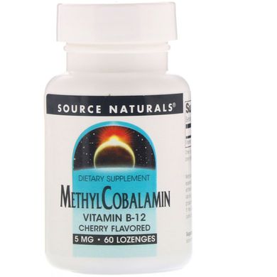 Вітамін B12 Source Naturals (Methylcobalamin Vitamin B12) 5 мг 60 льодяників зі смаком вишні