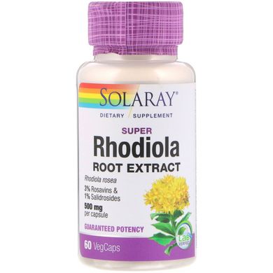 Екстракт кореня родіоли Solaray (Rhodiola root extract) 500 мг 60 капсул