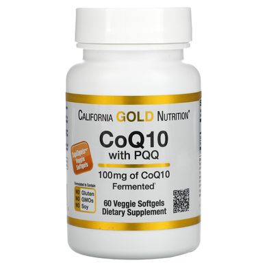 Коензим Q10 із PQQ California Gold Nutrition (CoQ10 with PQQ) 100 мг 60 рослинних капсул