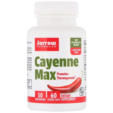 Каєнський перець, максимальний, Cayenne Max, Jarrow Formulas, 50 мг, 60 вегетаріанських капсул