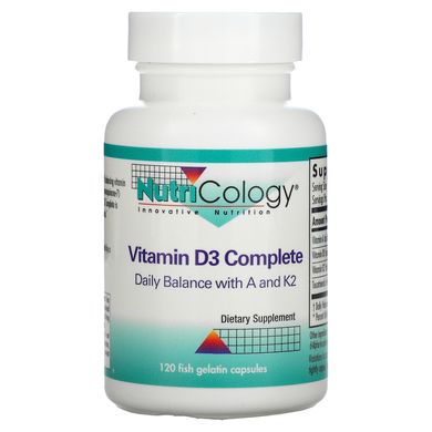 Комплекс з вітаміном Д3, Vitamin D3 Complete, Nutricology, 120 капсул з риб'ячого желатину