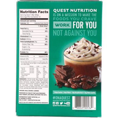 Протеїнові батончики, Quest Protein Bar, мокко шоколадної стружки, Quest Nutrition, 12 батончиків по 60 г