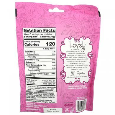 Lovely Candy, Органічні жувальні цукерки, фруктове асорті, 5 унцій (142 г)