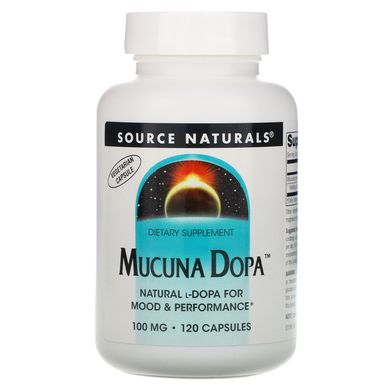 Мукуна пекуча, Mucuna Dopa, Source Naturals, 100 мг, 120 капсул